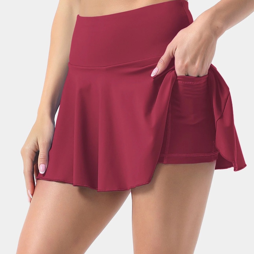 Halara Dark Red Tennis Skort